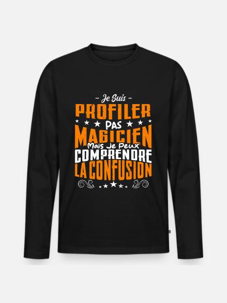 Je Suis Profiler Pas Magicien - T-shirt manches longues Premium bio Homme - noir