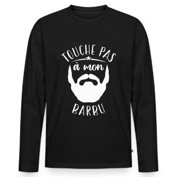 Touche Pas à Mon Barbu - T-shirt manches longues Premium bio Homme - noir - Devant - Nico (187cm)