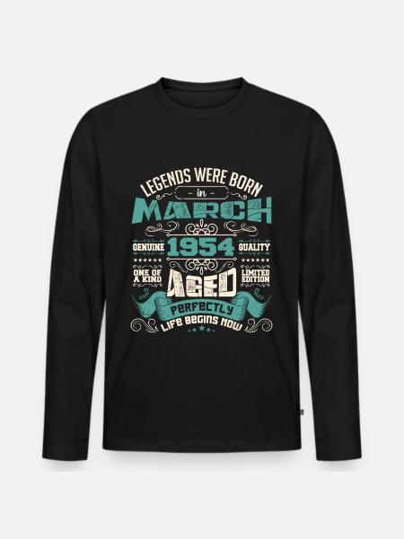 March 1954 | birthday gift - Men's Premium Organic Long Sleeve Shirt - black