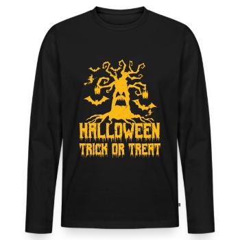 halloween, trick or treat - T-shirt manches longues Premium bio Homme - noir - Devant - Nico (187cm)