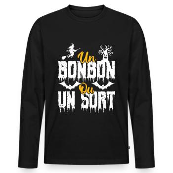 Un bonbon ou un sort - T-shirt manches longues Premium bio Homme - noir - Devant - Nico (187cm)
