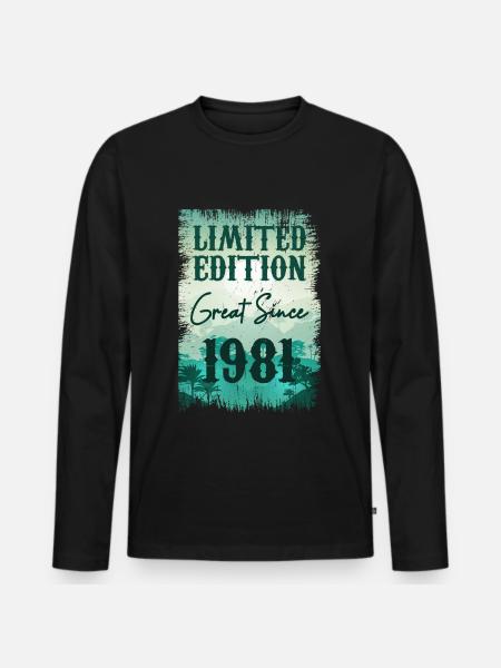 Einzigartig seit 1981 - Männer Premium Bio Langarmshirt - Schwarz