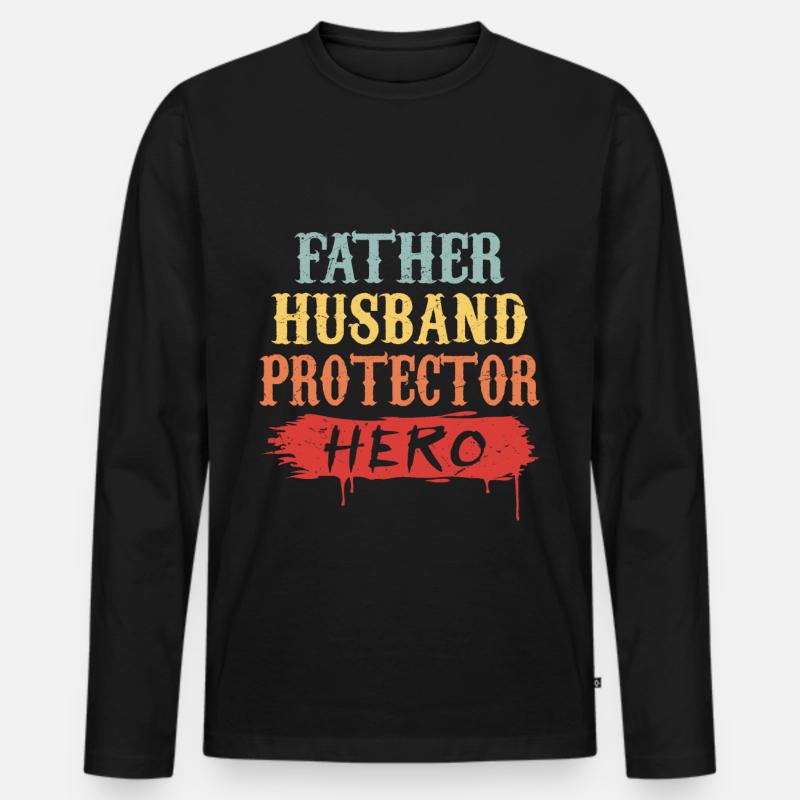 Vater Ehemann Beschützer Held | Geschenk - Männer Premium Bio Langarmshirt - Schwarz