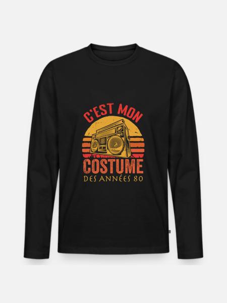 80s Disco costume outfit - Men's Premium Organic Long Sleeve Shirt - black