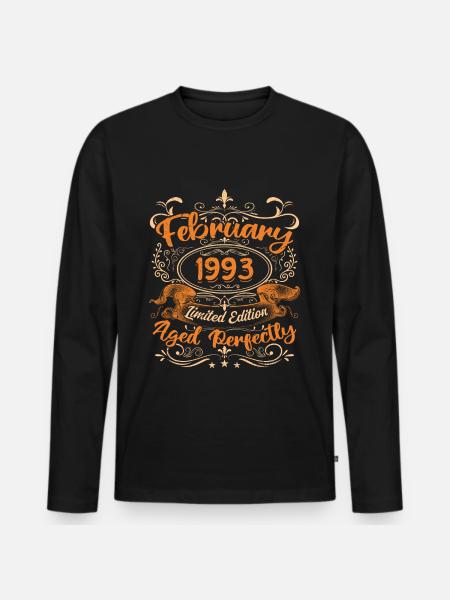 February 1993 | Aged Perfectly - Men's Premium Organic Long Sleeve Shirt - black