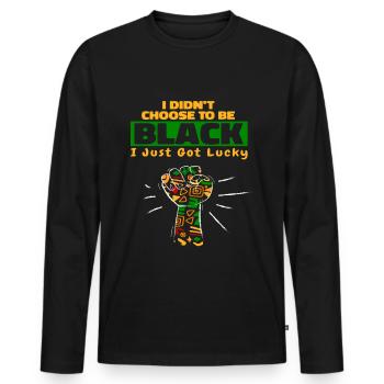 I Didn't Choose To Be Black I Just Got Lucky - T-shirt manches longues Premium bio Homme - noir - Devant - Nico (187cm)