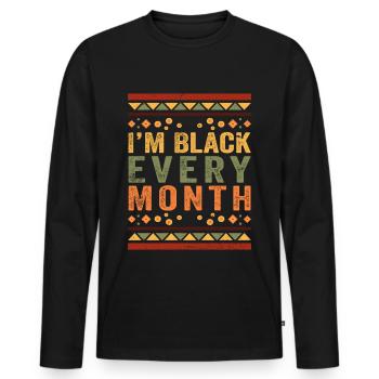 Ich bin jeden Monat schwarz - Männer Premium Bio Langarmshirt - Schwarz - Vorne - Nico (187cm)