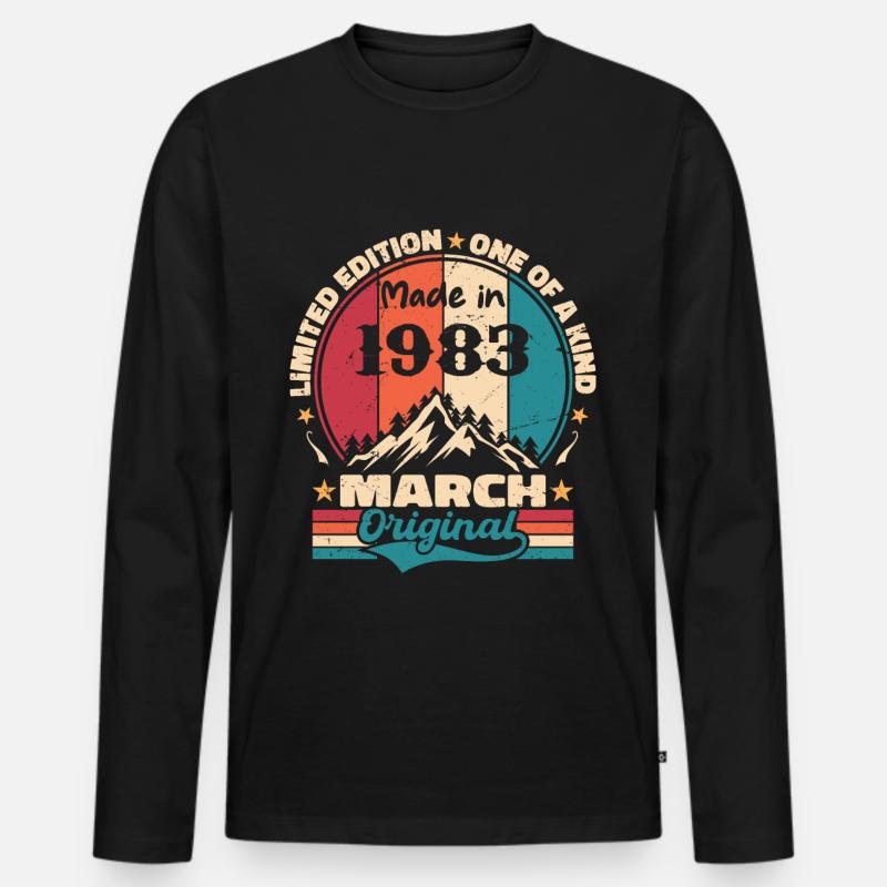 März 1983 | Perfekt gealtert - Männer Premium Bio Langarmshirt - Schwarz