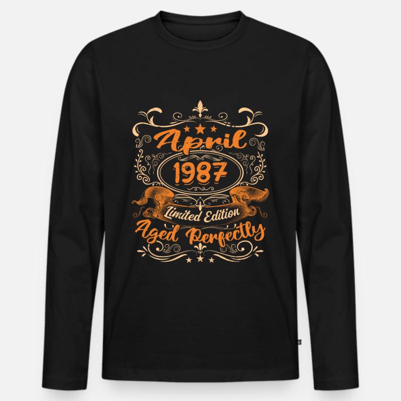 Geburtstag Vintage Geschenkidee April 1987 - Männer Premium Bio Langarmshirt - Schwarz