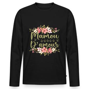Mamou D'amour - T-shirt manches longues Premium bio Homme - noir - Devant - Nico (187cm)