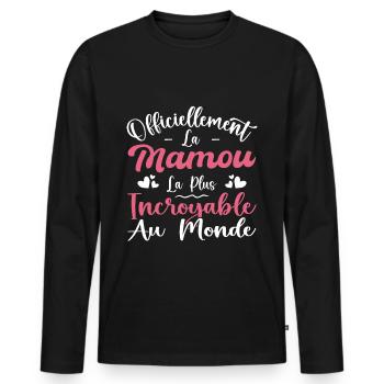 Officiellement La Mamou La Plus Incroyable Au Mond - T-shirt manches longues Premium bio Homme - noir - Devant - Nico (187cm)