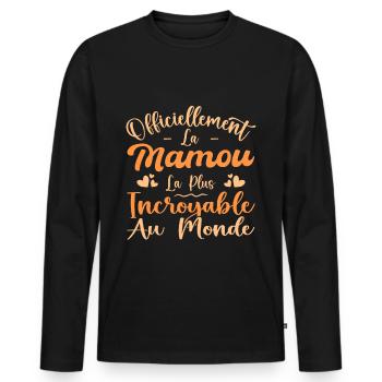 Officiellement La Mamou La Plus Incroyable Au Mond - T-shirt manches longues Premium bio Homme - noir - Devant - Nico (187cm)
