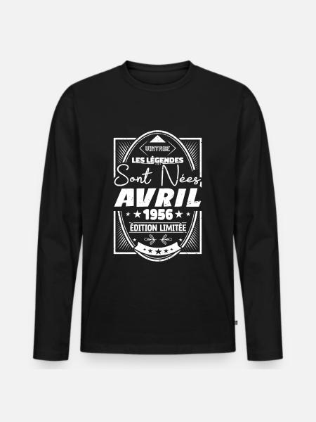 Avril 1956 - T-shirt manches longues Premium bio Homme - noir
