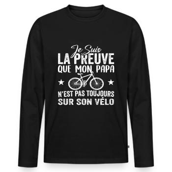 Papa cycliste cyclisme Bébé Nourrisson Naissance - T-shirt manches longues Premium bio Homme - noir - Devant - Nico (187cm)