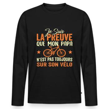 Papa cycliste cyclisme Bébé Nourrisson Naissance - T-shirt manches longues Premium bio Homme - noir - Devant - Nico (187cm)