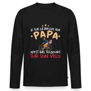 Papa cycliste cyclisme Bébé Nourrisson Naissance - T-shirt manches longues Premium bio Homme - noir - Devant - Nico (187cm)