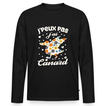 J'peux pas j'ai canard - T-shirt manches longues Premium bio Homme - noir - Devant - Nico (187cm)