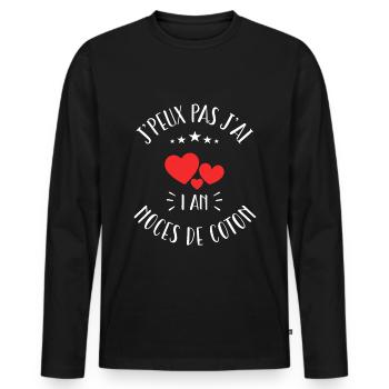 Je Peux Pas J'ai Noces De Coton - T-shirt manches longues Premium bio Homme - noir - Devant - Nico (187cm)