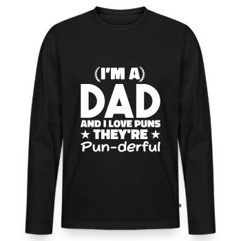 J’adore les jeux de mots | Hommes | Blague de Papa - T-shirt manches longues Premium bio Homme - noir - Devant - Nico (187cm)