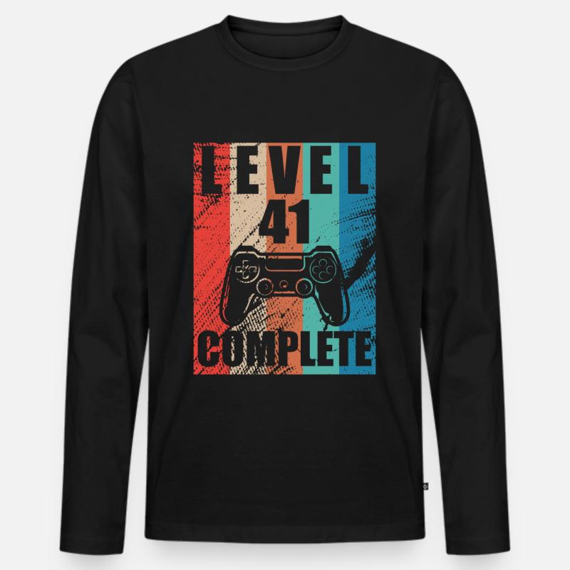 Level 41 abgeschlossen - Männer Premium Bio Langarmshirt - Schwarz