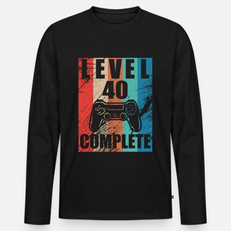 Level 40 abgeschlossen - Männer Premium Bio Langarmshirt - Schwarz