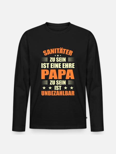 Sanitäter Rettungsdienst - Männer Premium Bio Langarmshirt - Schwarz