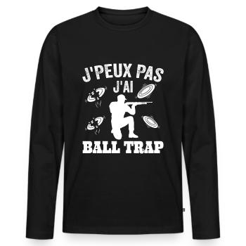 J'Peux Pas J'ai BallTrap - T-shirt manches longues Premium bio Homme - noir - Devant - Nico (187cm)
