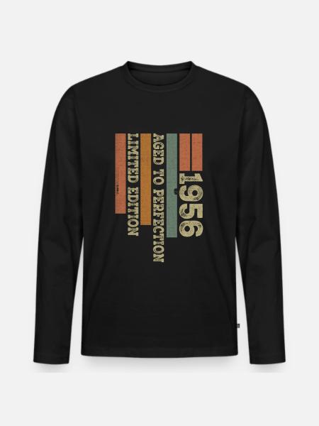 1956 Vintage Retro Birthday Gift Born in 1956 - Men's Premium Organic Long Sleeve Shirt - black
