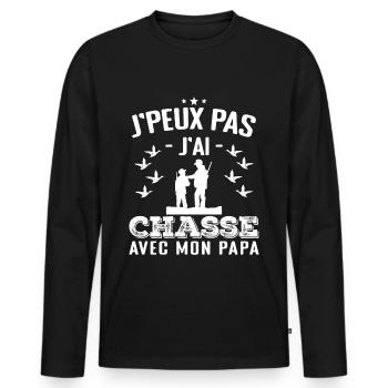 J'Peux Pas J'ai Chasse Avec Mon Papa - T-shirt manches longues Premium bio Homme - noir - Devant - Nico (187cm)