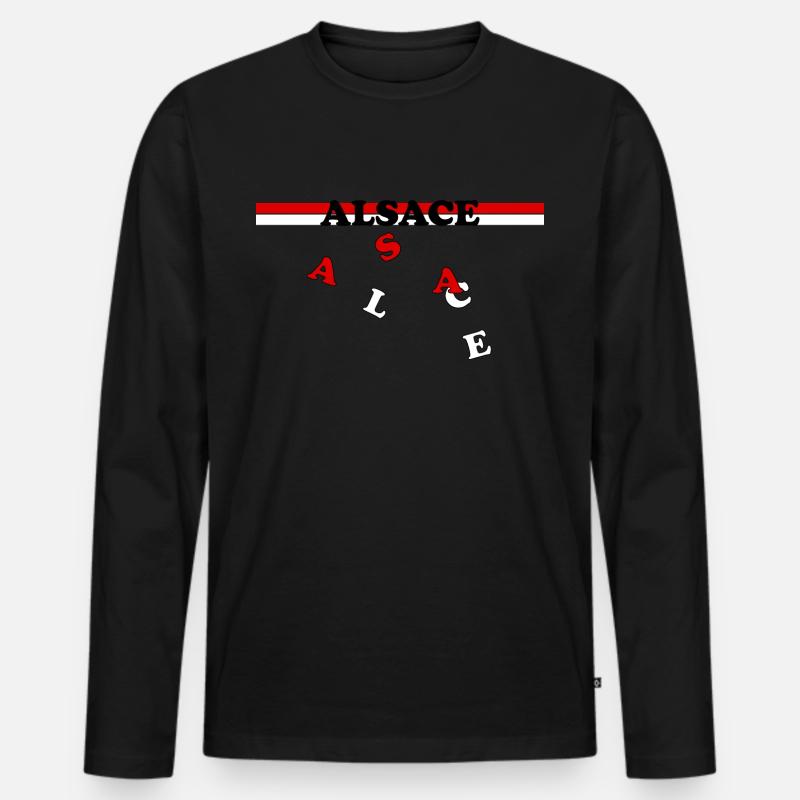Wappen des Elsass Flaggenschriftzug - Männer Premium Bio Langarmshirt - Schwarz