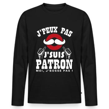 Ich kann nicht, ich bin ein Chef - Männer Premium Bio Langarmshirt - Schwarz - Vorne - Nico (187cm)