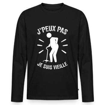 Ich kann nicht, ich bin alt - Männer Premium Bio Langarmshirt - Schwarz - Vorne - Nico (187cm)