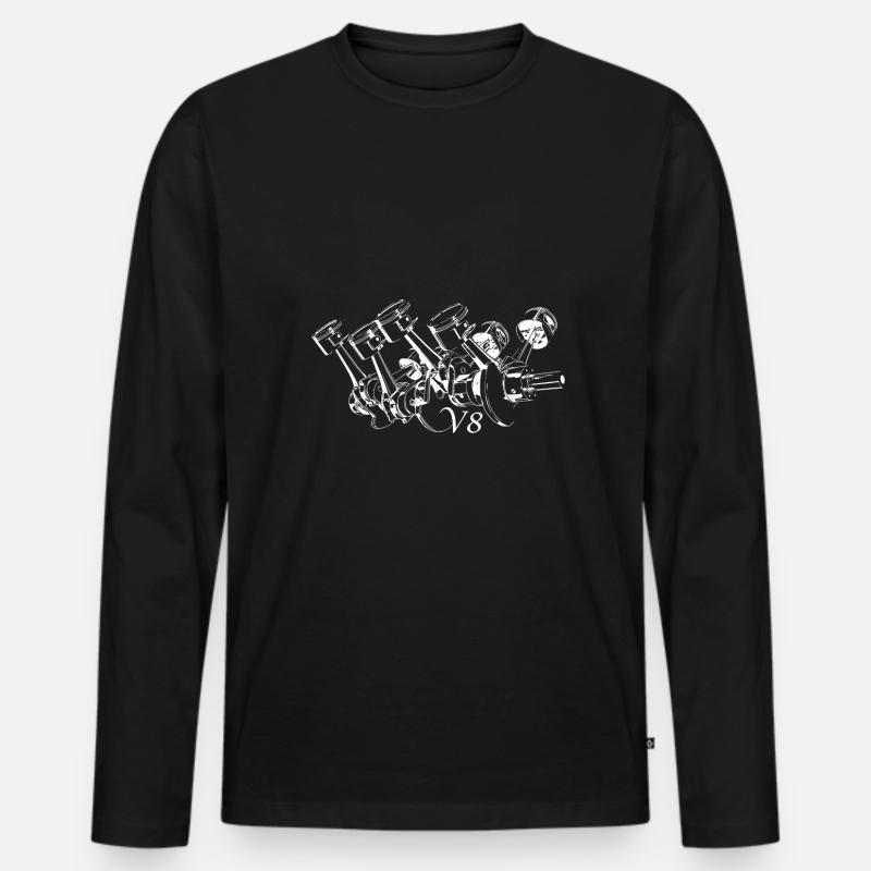V8 Motor - Männer Premium Bio Langarmshirt - Schwarz