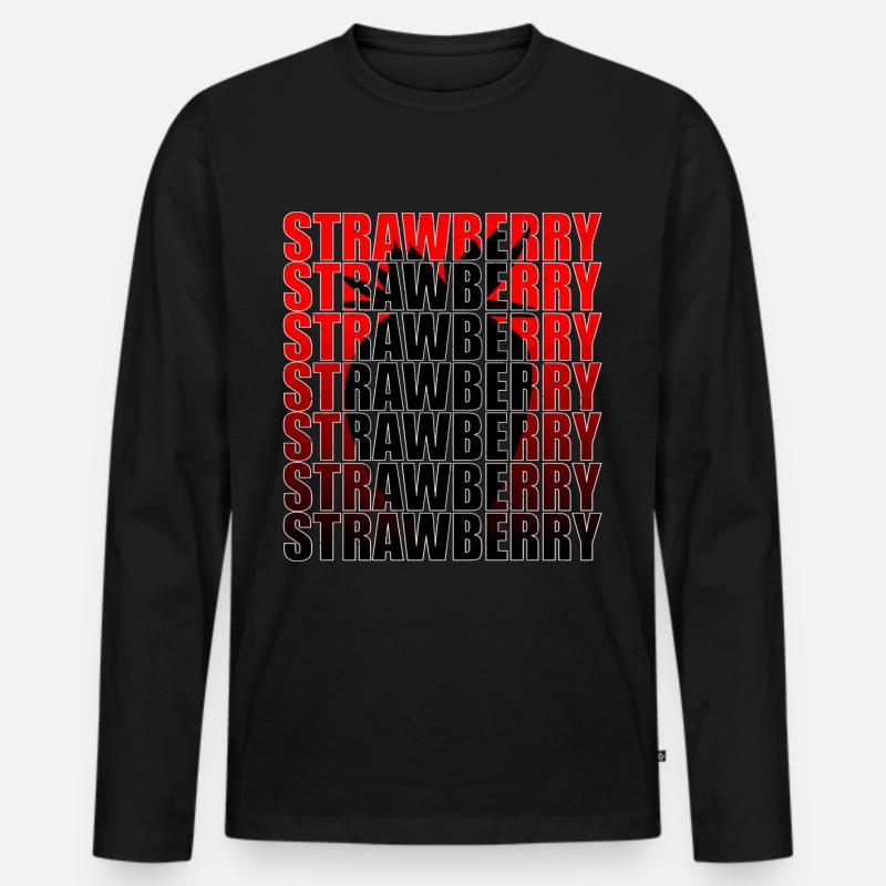 Erdbeere - Männer Premium Bio Langarmshirt - Schwarz