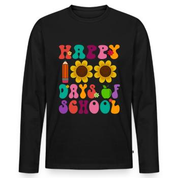 100th School Day - Men's Premium Organic Long Sleeve Shirt - black - Front - Nico (187cm)