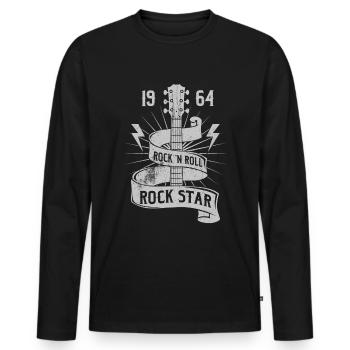 Rock Star Est. 1964 chemise guitare 55e anniversaire - T-shirt manches longues Premium bio Homme - noir - Devant - Nico (187cm)