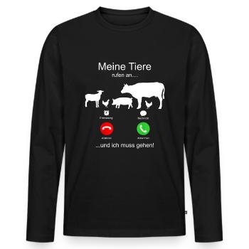 Meine Tiere rufen und ich muss gehen Ackerdemiker - Männer Premium Bio Langarmshirt - Schwarz - Vorne - Nico (187cm)