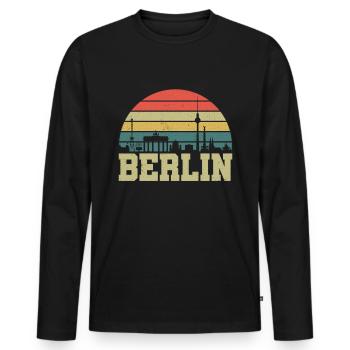 Berlin Shirt Vintage Berlin T-Shirt - Männer Premium Bio Langarmshirt - Schwarz - Vorne - Nico (187cm)