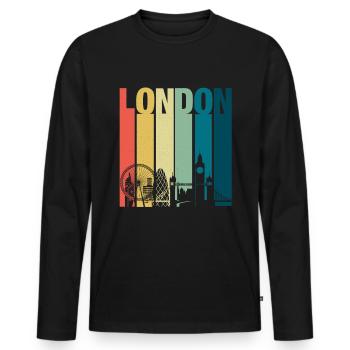 Retro London Skyline Shirt United Kingdom London - T-shirt manches longues Premium bio Homme - noir - Devant - Nico (187cm)