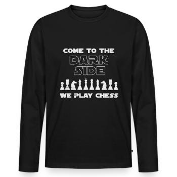 Come to the dark Side, we play Chess - Schachspiel - Männer Premium Bio Langarmshirt - Schwarz - Vorne - Nico (187cm)