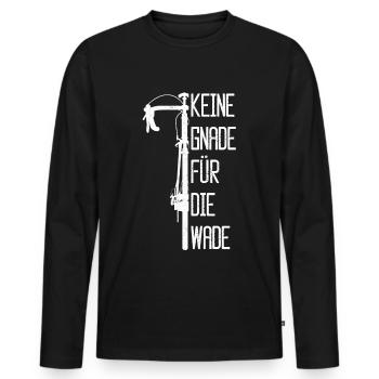 No mercy for the calf | Cycling Road Bike Shirt - Men's Premium Organic Long Sleeve Shirt - black - Front - Nico (187cm)