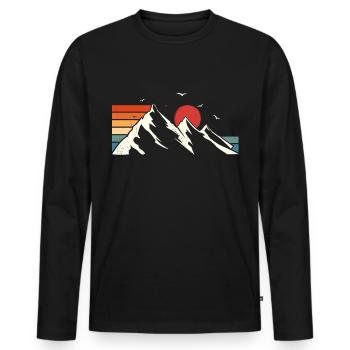 Retro Vintage Randonnée Randonnée Ski Alpinisme Shirt - T-shirt manches longues Premium bio Homme - noir - Devant - Nico (187cm)