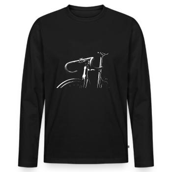 Rennrad - Radsport Fixie Shirt - Männer Premium Bio Langarmshirt - Schwarz - Vorne - Nico (187cm)