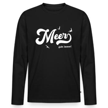 Meer geht immer - Männer Premium Bio Langarmshirt - Schwarz - Vorne - Nico (187cm)