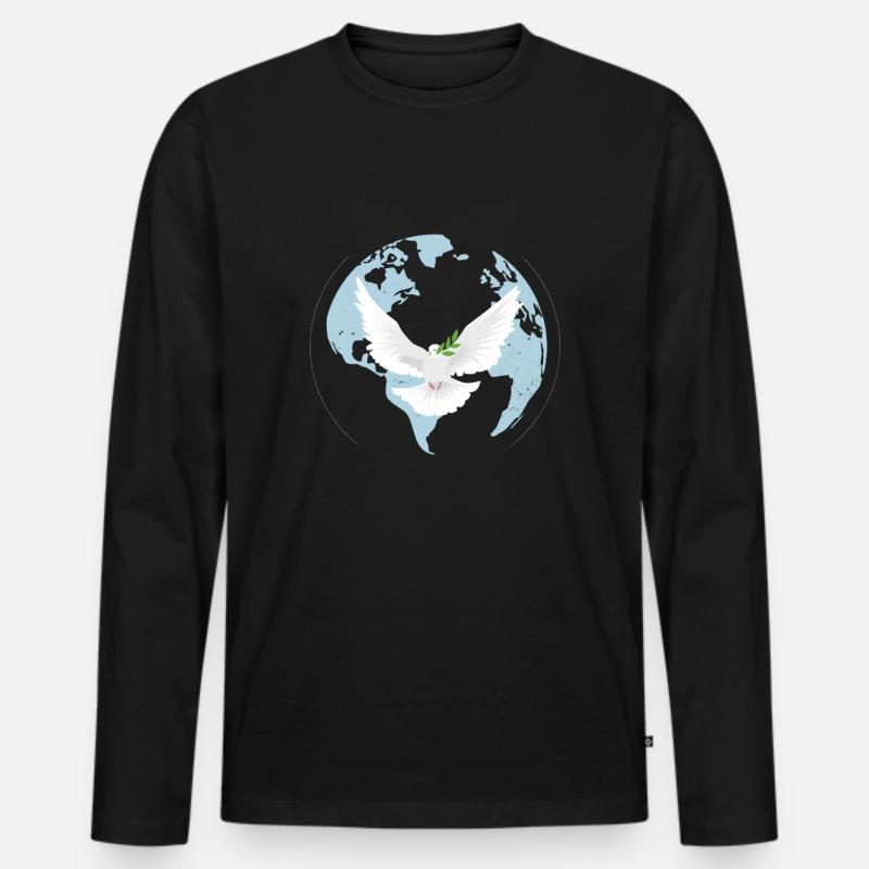 Friedenstaube - Männer Premium Bio Langarmshirt - Schwarz