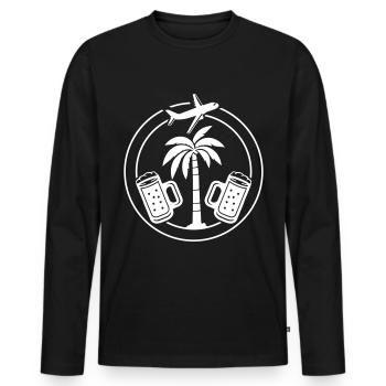 Bière, Palmiers, Vacances, Avion - T-shirt manches longues Premium bio Homme - noir - Devant - Nico (187cm)