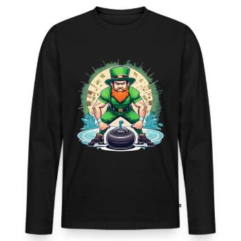 St. Patrick's Day Kleeblatt Curling - Männer Premium Bio Langarmshirt - Schwarz - Vorne - Nico (187cm)