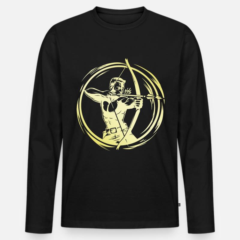 Bogenschießen Mann - Männer Premium Bio Langarmshirt - Schwarz