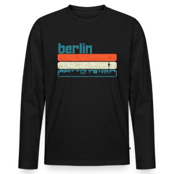 Berlin Shirt Vintage Berlin T-Shirt - Männer Premium Bio Langarmshirt - Schwarz - Vorne - Nico (187cm)
