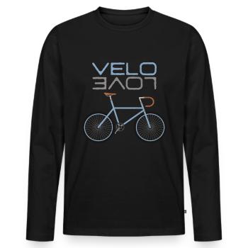 Rennrad Bike Shirt Velo Love Shirt Radfahrer Shirt - Männer Premium Bio Langarmshirt - Schwarz - Vorne - Nico (187cm)